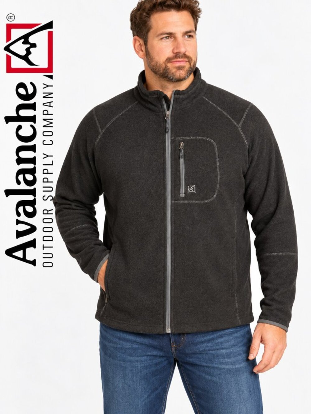 Avalanche Full Zip Fleece Jacket Sweatshirt Men’s Size XXL Charcoal Gray